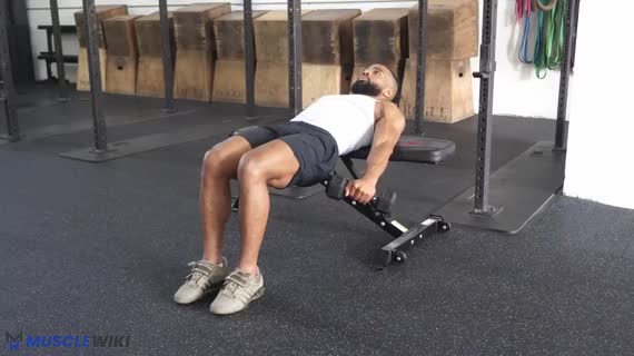 جلوبازو دمبل میز خوابیده مچ‌برعکس
